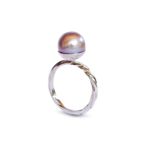 Pink Pearl and Sterling Silver Ring