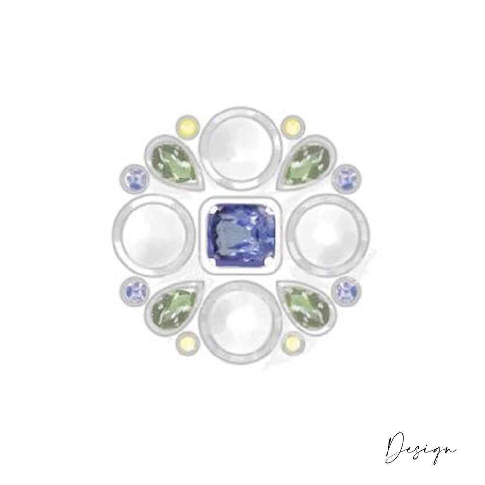 Statement Sapphire Tanzanite and Pearl Ring
